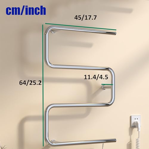 Toallero calefaccionado de pared en acero inoxidable con enchufe 4