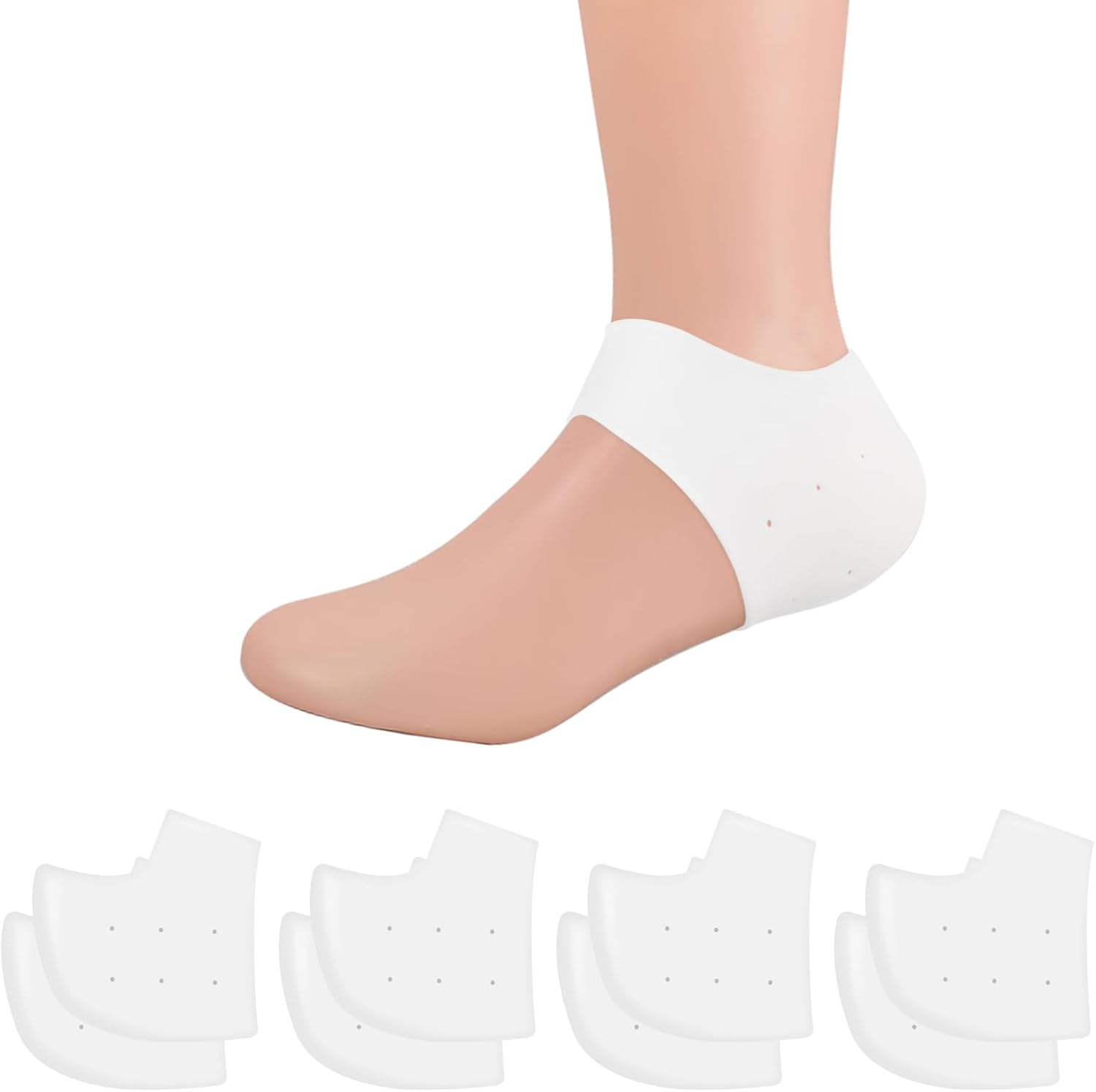 Hicdaw 4 Pairs Silicone Heel Protectors,Reusable Heel Cups