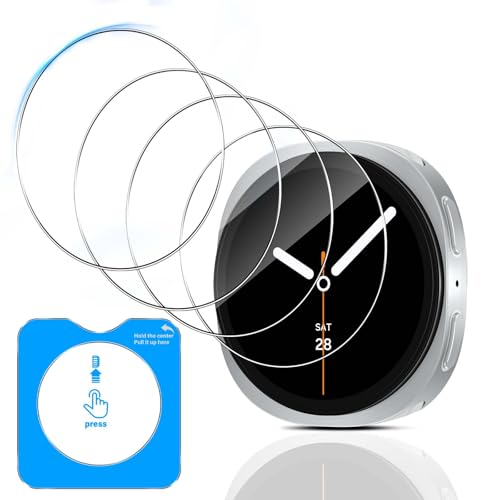 QULLOO 4 Stück Schutzfolie für Samsung Galaxy Watch 8 40mm für Panzerglas, 2.5D Displayfolie,Anti-Bubble, Klar, Full-Scr...