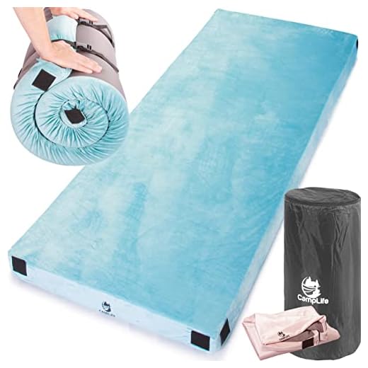 Camplife Certipur-US Memory Foam Sleeping Mattress Most Comfortable Camping Mattress with Carry Bag Travel Strap Removable Waterproof Cover Roll Out Sleeping Pad Floor Bed (Twin - 75" x 38" x 3")