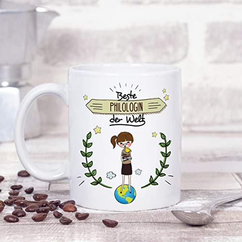 MUGFFINS (Taza en alemán) Taza del filólogo/regalo de la taza Taza de café hermosa y divertida - el filólogo más grande… - Imagen 3