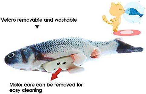 Dancing Catnip Kicker Toys - Realistic Plush Simulation Electric Doll Fish for Biting Chewing Kicking - Flop Catnip Crinkle Cat Wagging Fish Interactive Pets Chew Bite Supplies for Cat Kitty Kitten