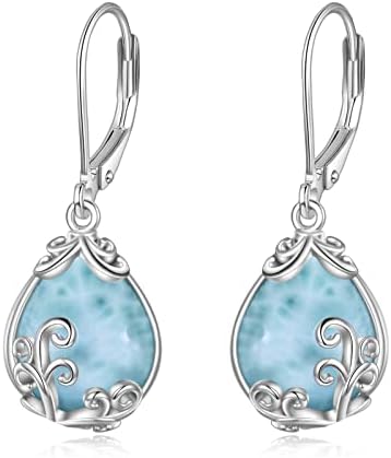 POPLYKE Celtic Moonstone Filigree Teardrop Drop Dangle Earrings Sterling Silver Leverback Earrings Jewellery