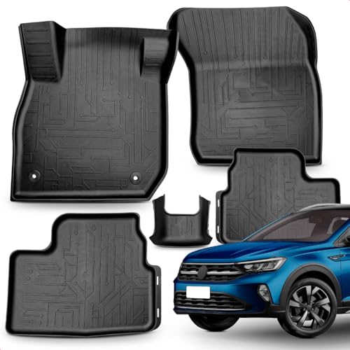Jogo Tapetes Tipo Bandeja Preto Modelo Nivus 2020 A 2026 5 Peças Borracha Borda Alta Grid