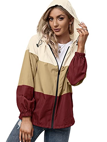 Veste imperméable pour femme - Coupe-vent léger et pliable - Pour le camping, le cyclisme, la course à pied, B-Rouge vin, M Cover