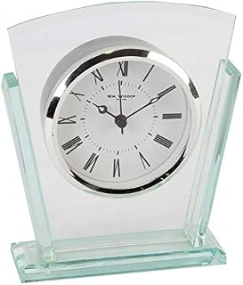Widdops 2 Layered Clear Glass Mantel Clock Art Deco Shape