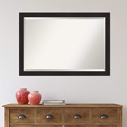 Image of Amanti Art Framed Vanity Mirror | Bathroom Mirrors for Wall | Furniture Espresso Narrow Mirror | Wall Mounted Mirror | Large Mirror | 27.50 x 39.50