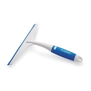 Cello Kleeno Platfrom and Glass Plastic Wiper | Featuring Dual-Purpose Design, Rubberised Handle For Comfortable Grip, Hanging Provision | Ideal for Home, Kitchen & Office | Blue and White - image, photos