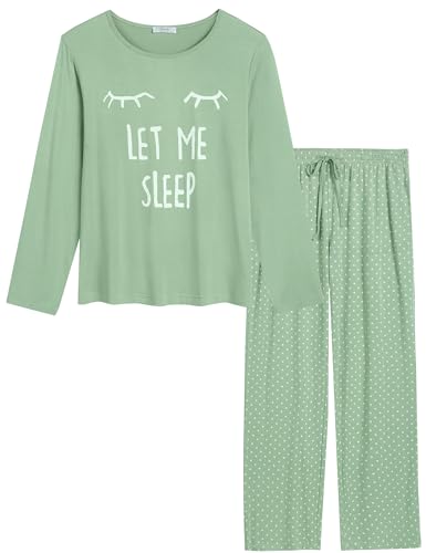 Joyaria Lightweight Bamboo Viscose Pajamas Women Cooling Sweat Wicking Long Sleeve PJs Set Sleepwear S-XXL