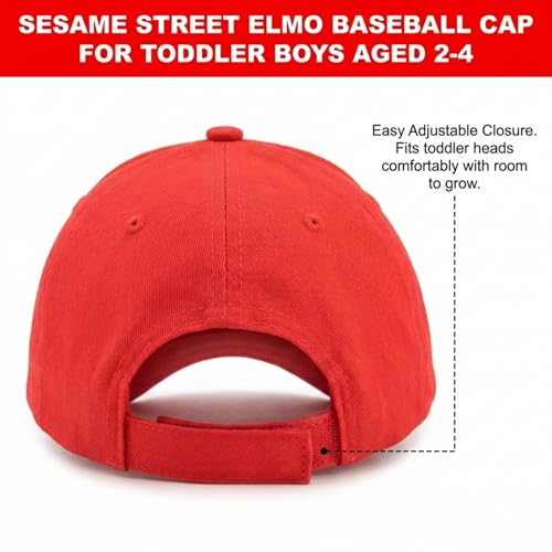 Casquette Elmo Sesame Street avec visière courbée en coton doux rouge clair - 4