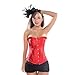 Senchanting Plus Size Women Overbust Boned Lace-up Satin Corset Bustier Top (Red), waist-34