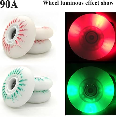 Roues de patin à roues alignées LED 70mm 90A bleu pour roller flash - 4