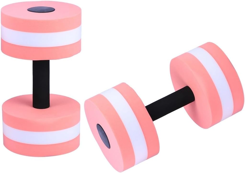 2PCS Pink EVA Water Barbells for Pool Dumbbells Aquatic Exercise Hand Bars with Buoyancy and Resistance for Water Aerobics and Fitness Workouts