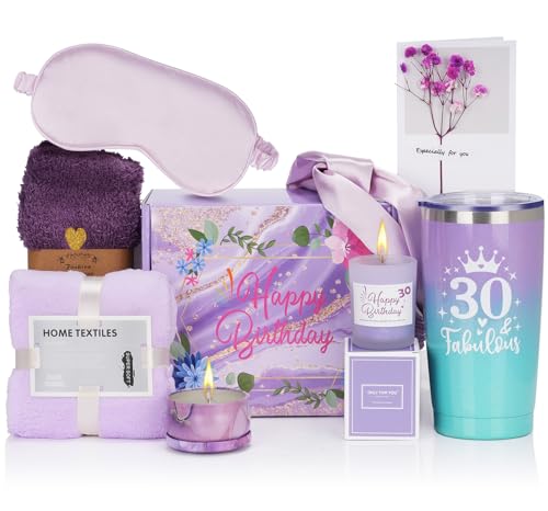 nutmanel 30 anos presentes originais de aniversário para mulher, presente de aniversário amigo mãe mamã, com caneca térmica e velas perfumadas, para mulheres amigas, irmãs, noivas