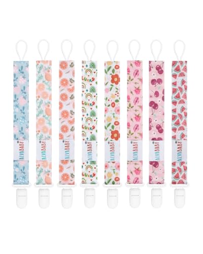 Image of ALVABABY Pacifier Clips 8 Pack Pacifier Binky Paci Holder Leashes for Baby Teethers Floral 8DP14