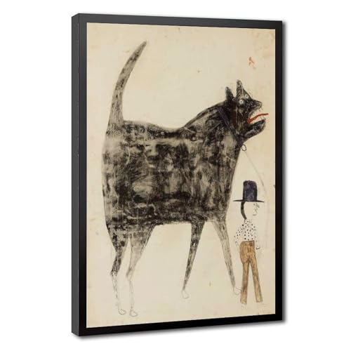 Toile Bill Traylor Man et grand chien avec cadre de suspension premium pour bureau