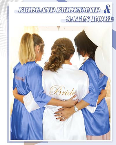 Image of Jecery 7 /12 Pcs Bridesmaid Robes Bride Kimono for Wedding Day Satin Embroidered Bridal Party Robes
