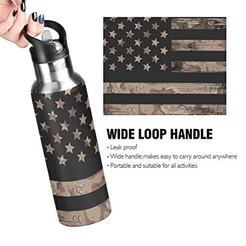 Yasala 4Th Of July Water Bottle Us Camo Stars And Stripes Coffee Thermos Stainless Steel Insulated Beverage Container 20 Oz With Straw Lid Bpa-Free For Sport, Travel, Camping, Back To School #TOP3