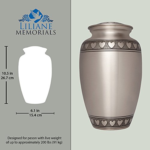 image for Heart Silver Funeral Urn by Liliane Memorials - Cremation Urn for Huma