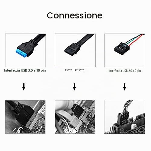 Lettore di Schede Interne Multifunzione da 5,25 Pollici Supporto per Pannello Frontale per PC M2, MSO, SD, MS, XD, 64G CF Card