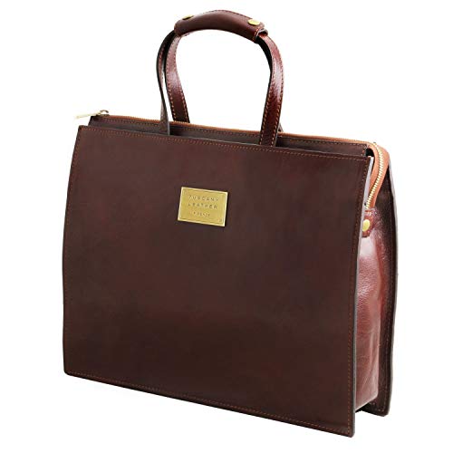 Tuscany Leather - PALERMO - Women's Leather briefcase 3 compartments Red - TL141343/43
