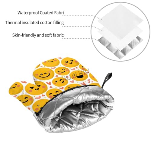 Resistant Non-Slip Potholders Oven Gloves and Pad Emoticon Patterns Oven Mitts and Pot Holders Set for Baking Cooking BBQ - immagine 5