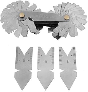 Hilitand Stainless Steel Screw Thread Pitch Gauge of 52 Leaves and 3pcs Center Gauges Tool Set Thread Plug Gage Measuring Tool Metric and Imperial (3pcs 60° OR 2pcs 60°+1pc 55°)