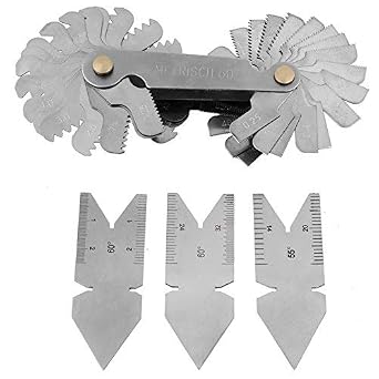 Stainless Steel Screw Thread Pitch Gauge of 52 Leaves and 3pcs Center Gauges Tool Set Thread Plug Gage Measuring Tool Metric+ imperial 3pcs 60  OR 2pcs 60 +1pc 55