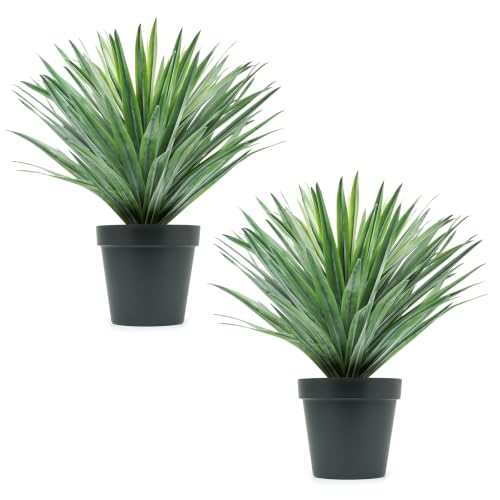 Velener Artificial Agave Plant in Black Pot with Real Stone Pebbles, Large Fake Agave Plant for Indoor and Outdoor-27 inches Tall, 126 Leaves, 2 Pcs