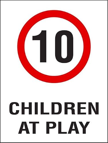 Xewazd A844 8"X12" Rust-Free Aluminum Sign - Children At Play (10Km Speed Limit), Weather Resistant & Easy To Mount