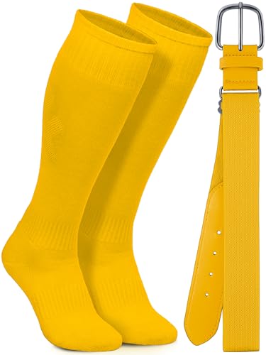 Image of Baseball Socks and Belt Set Cotton Youth Softball Socks for Boys Girls