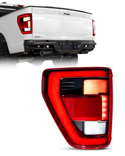 LED Tail Light Assembly Compatible with 2021 2022 2023 Ford F150 Tremor/Raptor/Raptor R W/Blind Spot Waterproof Rear Brake Signal LED Taillight OE# ML3Z13405E Black Housing&Left Driver Side