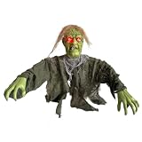Haunted Hill Farm Animatronics|Zombie animatrónico de Halloween con estaca para el suelo - Decoración animatrónica de accesorios de Halloween con ojos rojos brillantes para la casa encantada del pati