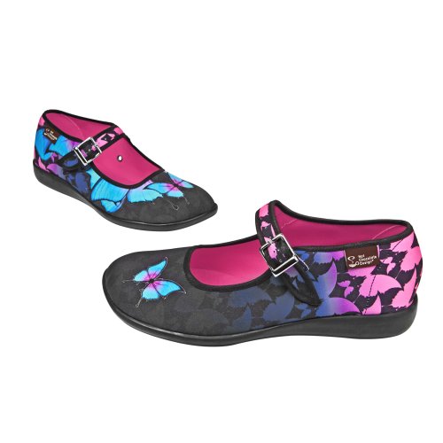 Image of Hot Chocolate Design Whimsical Women's Mary Jane Flats | Adjustable Buckle Strap, Round Closed Toe, Cushioned Insole, Vegan Textile, Lightweight All-Day Wear