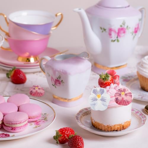 60 Pcs Edible Flowers for Cakes Decorating Pansies Flower Cupcake Toppers Butterfly Floral Cake Decorations Edible Wafer Paper Flowers Cake Topper for Wedding Cake Birthday Party Food Decoration
