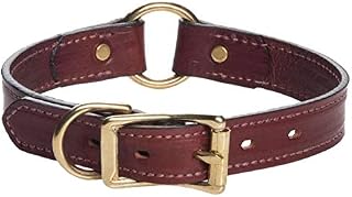 Mendota Pet Leather Hunt Dog Collar, Wide, Chestnut, 1 x 18-Inch