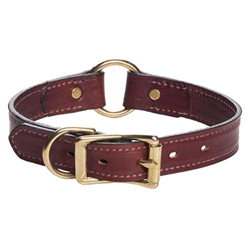 Mendota Pet Leather Hunt Dog Collar, Wide, Chestnut, 1 x 18-Inch