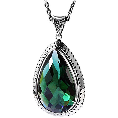 Collier en argent et cristal vert vintage, le cadeau idéal pour femme