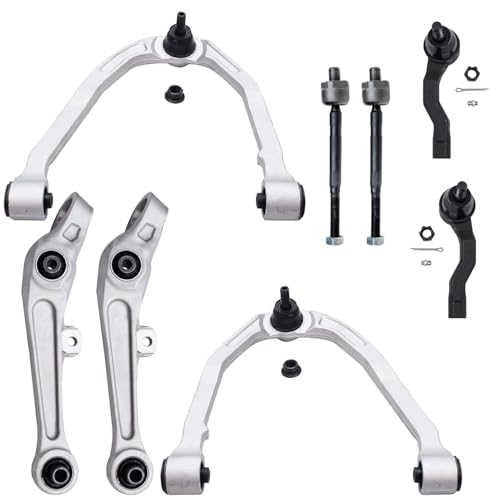 Image of Detroit Axle - RWD Front End Control Arms Kit for 2003-2004 Infiniti G35 Nissan 350Z, 4 Lower Forward & Upper Control Arms 4 Inner Outer Tie Rods Replacement - 8pc Set