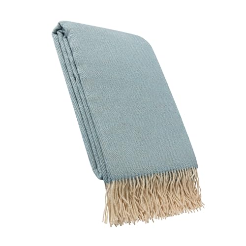 LuckyBlankets Merinodecke Marseille – Natürliche Wärme trifft auf modernen Stil (Graublau)
