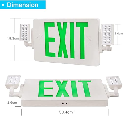 Spectsun 2 Packs Exit Signs with Emergency Lights,120-277VAC -LED Combo Emergency Light with Backup Battery-Double Face UL Listed Green Letter Exit Sign Lighting-Hard Wired-Fire Resistant by Spectsun Lighting - Used condition - Image 4