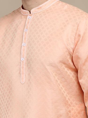 Filori Studio - Men's Traditional Motif Self Woven Design with Thread Embroidery Long Kurta (Kurta Only)3