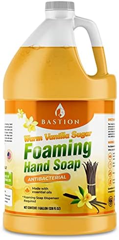Bastion Foaming Hand Soap - Foam Hand Wash Refill for Bath And Body Works, Dial, Method, Michel, JR Watkins, Dove - Warm Vanilla Sugar w/Essential Oils in One Gallon (128 oz) Bulk Bottle