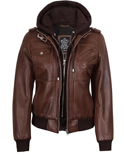 Decrum Genuine Leather Jacket Women - Bomber Jackets for Women | [1315015] Edinburgh Cognc, XL - Thumbnail 3
