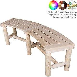 kdgarden Outdoor Wooden Curved Backless Bench Rustic Style 3ft Cedar/Fir Wood Log Fire