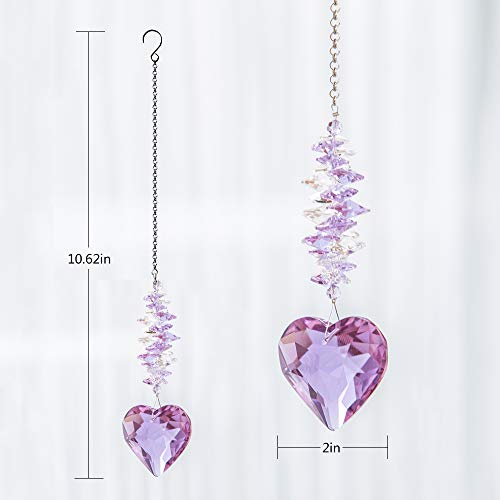 WEISIPU Sun Catcher Decor Window - Heart Crystal Ball Prism Pendant Mom Sun Catcher Hang for Window, Home Decor, (Pink)