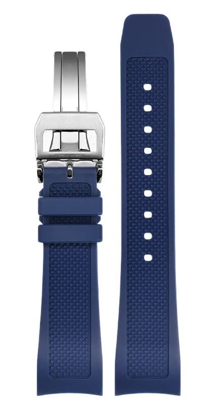 Bracelet montre caoutchouc 22mm pour IWC IW390502 avec fermoir pliant bleu