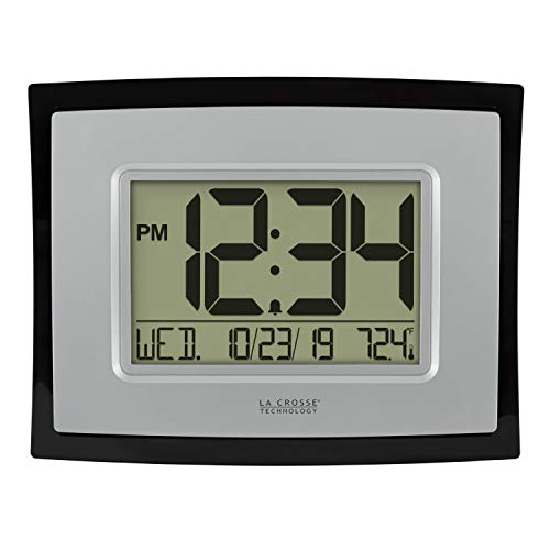 La Crosse Technology WT-8002U Digital Wall Clock, Silver, Black #1