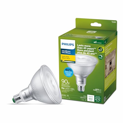 90-Watt Equivalent PAR38 Ultra Efficient LED Light Bulb 3000K 1-Pack by PHILIPS - Used condition - CA$11.11