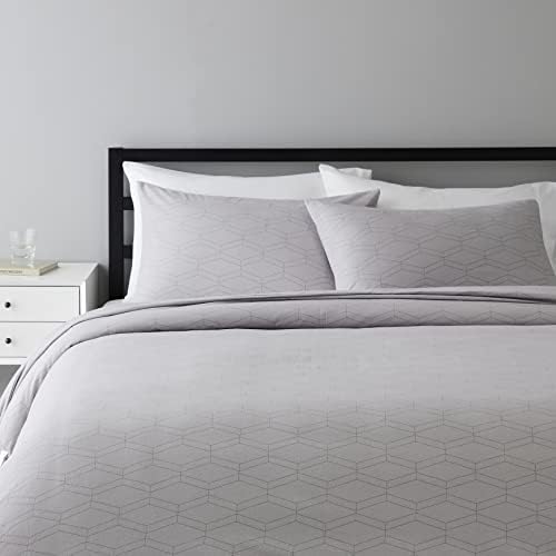 Amazon Basics Flannel Duvet Cover Set - 135 x 200 cm / 50 x 80 cm x 1, Grey